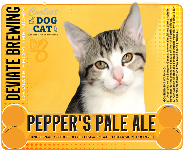 Sample Deviate Brewing label with cat